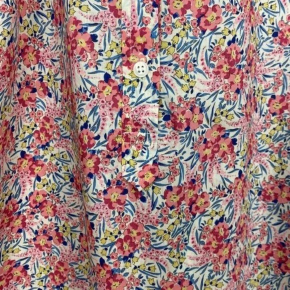 J.Crew x Liberty 6 Popover Shirt Swirling Petals Pink Red Blue Yellow - Picture 9 of 13